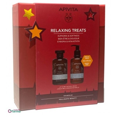 Comprar APIVITA RELAXING TREATS PURE JASMIN GEL DE BAÑO 250 ML + LECHE CORPORAL HIDRATANTE 200 ML al mejor precio en NuestraFarma, tu farmacia online