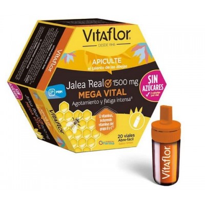 Comprar VITAFLOR JALEA REAL MEGA VITAL SIN AZUCARES 1500 MG 20 VIALES 10 ML al mejor precio en NuestraFarma, tu farmacia online