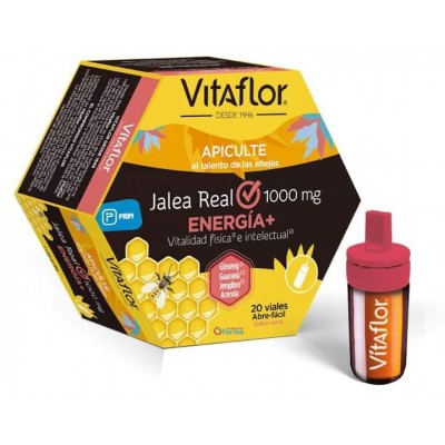 Comprar VITAFLOR JALEA REAL ENERGIA+ 1000 MG 20 VIALES 10 ML al mejor precio en NuestraFarma, tu farmacia online