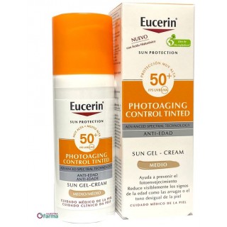 EUCERIN SUN PROTECTION FPS 50+ PHOTOAGING CONTROL TINTED TONO MEDIO GEL CREMA 50 ML