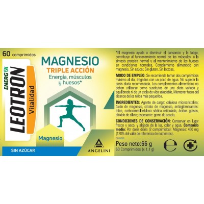 Comprar LEOTRON MAGNESIO 60 COMPRIMIDOS al mejor precio en NuestraFarma, tu farmacia online