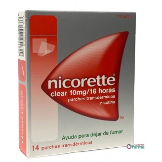 NICORETTE CLEAR 10 mg/16 h 14 PARCHES TRANSDERMICOS 15,75 mg (BOLSA PAPEL/PET/CICLOOLEFINA)