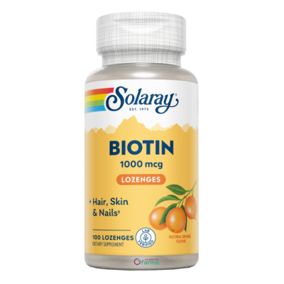 Comprar SOLARAY BIOTINA 1000 MCG 100 COMPRIMIDOS SUBLINGUALES al mejor precio en NuestraFarma, tu farmacia online