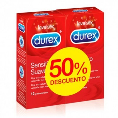 Comprar DUREX SENSITIVO SUAVE PRESERVATIVOS DUPLO 2 X 12 UNIDADES al mejor precio en NuestraFarma, tu farmacia online