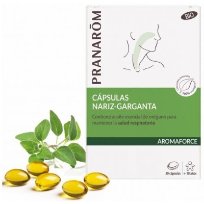 Comprar PRANAROM AROMAFORCE BIO NARIZ-GARGANTA 30 CAPSULAS al mejor precio en NuestraFarma, tu farmacia online