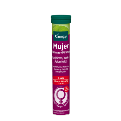 Comprar KNEIPP MUJER VITAMINAS Y MINERALES 15 COMPRIMIDOS EFERVESCENTES SABOR MANGO Y MARACUYA al mejor precio en NuestraFarma, tu farmacia online