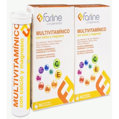 Comprar FARLINE MULTIVITAMINICO DUPLO 2 X 30 COMPRIMIDOS EFERVESCENTES al mejor precio en NuestraFarma, tu farmacia online