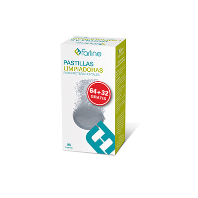 Comprar FARLINE PASTILLAS LIMPIADORAS DE PROTESIS DENTALES 96 TABLETAS al mejor precio en NuestraFarma, tu farmacia online