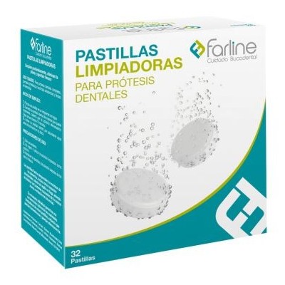 Comprar FARLINE PASTILLAS LIMPIADORAS DE PROTESIS DENTALES 32 TABLETAS al mejor precio en NuestraFarma, tu farmacia online