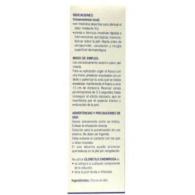 Comprar CLORETILO CHEMIROSA SPRAY PARA CRIOANESTESIA 100 G al mejor precio en NuestraFarma, tu farmacia online
