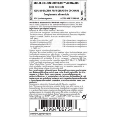 Comprar SOLGAR MULTI-BILLION DOPHILUS AVANZADO 60 CAPSULAS VEGETALES al mejor precio en NuestraFarma, tu farmacia online