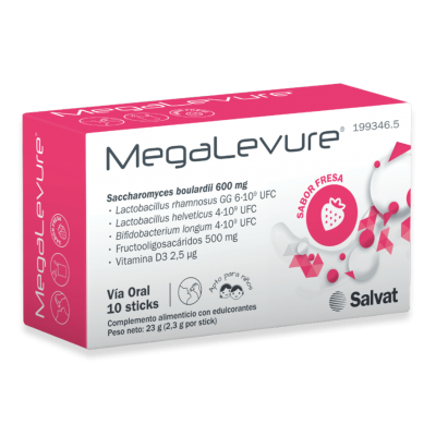 Comprar MEGALEVURE 10 STICKS SABOR FRESA al mejor precio en NuestraFarma, tu farmacia online