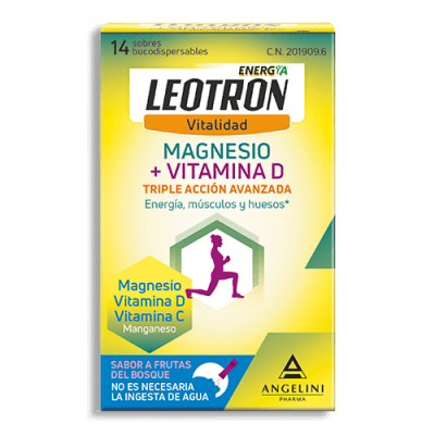 Comprar LEOTRON MAGNESIO + VITAMINA D 14 SOBRES BUCODISPERSABLES 2 G SABOR FRUTAS DEL BOSQUE al mejor precio en NuestraFarma, tu farmacia online