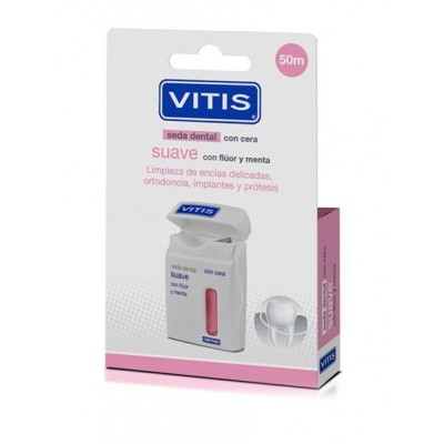 Comprar VITIS SEDA DENTAL SUAVE CON FLUOR Y MENTA 50 M al mejor precio en NuestraFarma, tu farmacia online