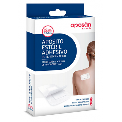 Comprar APOSAN BOTIQUIN APOSITO ESTERIL ADHESIVO DE TEJIDO SIN TEJER 7 CM X 5 CM 10 UNIDADES al mejor precio en NuestraFarma, tu farmacia online