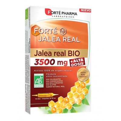 Comprar FORTÉ JALEA REAL BIO 3500 MG 10 AMPOLLAS 15 ML al mejor precio en NuestraFarma, tu farmacia online