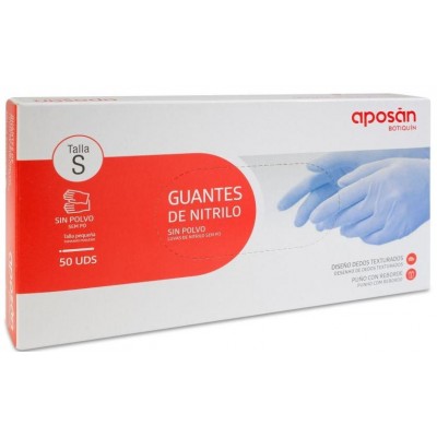 Comprar APOSAN GUANTES DE NITRILO BOTIQUIN TALLA S 50 UNIDADES al mejor precio en NuestraFarma, tu farmacia online