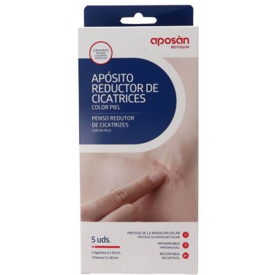 Comprar APOSAN BOTIQUIN APOSITO REDUCTOR DE CICATRICES 5 UNIDADES 30 CM X 5 CM al mejor precio en NuestraFarma, tu farmacia online