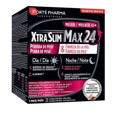 Comprar FORTÉ PHARMA XTRASLIM MAX 24 MUJER 45+ 60 COMPRIMIDOS al mejor precio en NuestraFarma, tu farmacia online