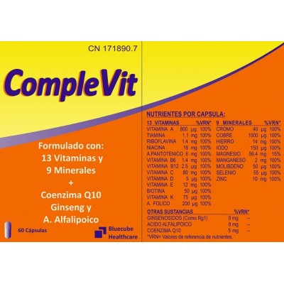 Comprar BLUECUBE COMPLEVIT 60 CAPSULAS al mejor precio en NuestraFarma, tu farmacia online
