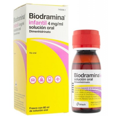 Comprar BIODRAMINA INFANTIL 4 mg/ml SOLUCION ORAL 1 FRASCO 60 ml al mejor precio en NuestraFarma, tu farmacia online