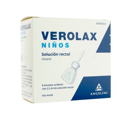 Comprar VEROLAX NIÑOS 1,8 ml SOLUCION RECTAL 6 ENEMAS 2,5 ml al mejor precio en NuestraFarma, tu farmacia online
