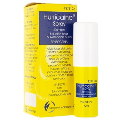 Comprar HURRICAINE SPRAY 200 mg/ml SOLUCION PARA PULVERIZACION BUCAL 1 FRASCO 5 ml al mejor precio en NuestraFarma, tu farmacia online