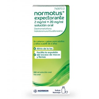 NORMOTUS EXPECTORANTE 2 mg/ml + 20 mg/ml SOLUCION ORAL 1 FRASCO 200 ml