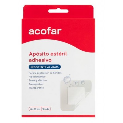 Comprar ACOFAR APOSITO ADHESIVO RESISTENTE AL AGUA 10 UNIDADES 10 CM X 8 CM al mejor precio en NuestraFarma, tu farmacia online