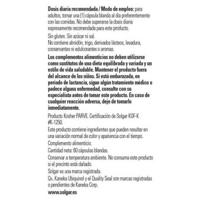 Comprar SOLGAR FISH GEL UBIQUINOL 100 MG 60 CAPSULAS BLANDAS al mejor precio en NuestraFarma, tu farmacia online