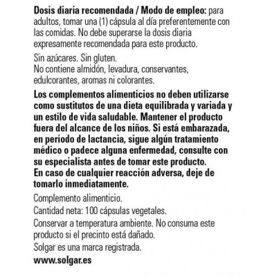 Comprar SOLGAR BIOTINA 5000 MCG 100 CAPSULAS VEGETALES al mejor precio en NuestraFarma, tu farmacia online
