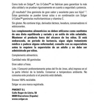 Comprar SOLGAR U-CUBES CALCIO Y VITAMINA D3 60 GOMINOLAS al mejor precio en NuestraFarma, tu farmacia online