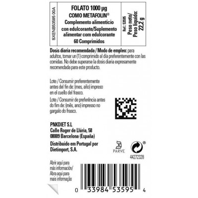 Comprar SOLGAR FOLATO 1000 MCG COMO METAFOLIN 60 COMPRIMIDOS al mejor precio en NuestraFarma, tu farmacia online