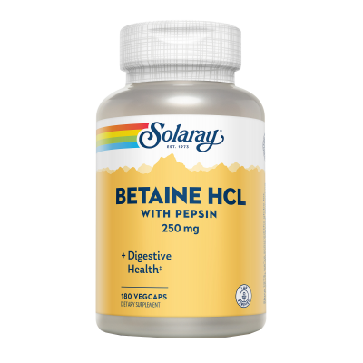 Comprar SOLARAY BETAINA HCL 250 MG CON PEPSINA 180 CAPSULAS VEGETALES al mejor precio en NuestraFarma, tu farmacia online