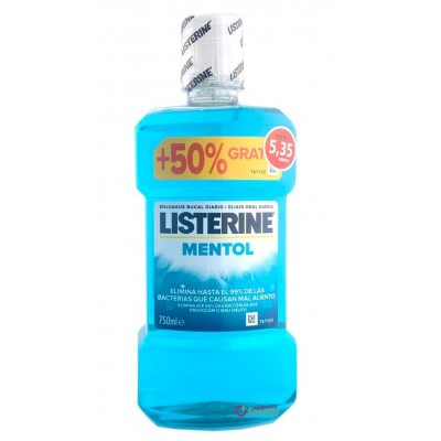 Comprar LISTERINE MENTOL 750 ML 50% GRATIS al mejor precio en NuestraFarma, tu farmacia online