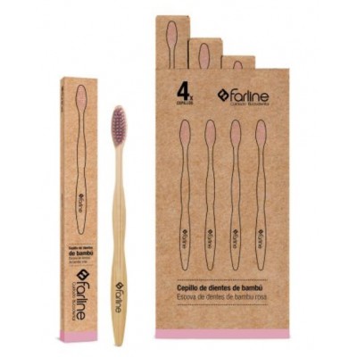 Comprar FARLINE CEPILLO DENTAL BAMBU ROSA 4 UNIDADES al mejor precio en NuestraFarma, tu farmacia online