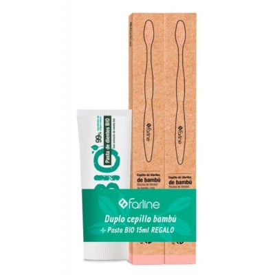 Comprar FARLINE DUPLO 2 CEPILLOS BAMBU + PASTA BIO al mejor precio en NuestraFarma, tu farmacia online