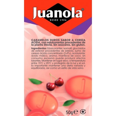 Comprar JUANOLA CARAMELOS SIN AZUCAR SABOR CEREZA 50 G al mejor precio en NuestraFarma, tu farmacia online