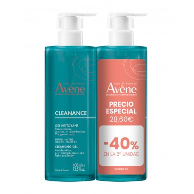 Comprar AVENE DUO CLEANANCE GEL LIMPIADOR 2 X 400 ML al mejor precio en NuestraFarma, tu farmacia online