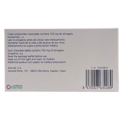 Comprar ALMAX FORTE 750 MG 48 COMPRIMIDOS MASTICABLES SABOR MENTA al mejor precio en NuestraFarma, tu farmacia online
