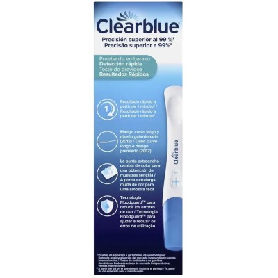 Comprar CLEARBLUE PRUEBA DE EMBARAZO DETECCION RAPIDA 1 UNIDAD al mejor precio en NuestraFarma, tu farmacia online