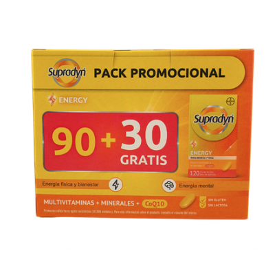 Comprar SUPRADYN ENERGY PACK PROMOCIONAL 90+30 COMPRIMIDOS al mejor precio en NuestraFarma, tu farmacia online