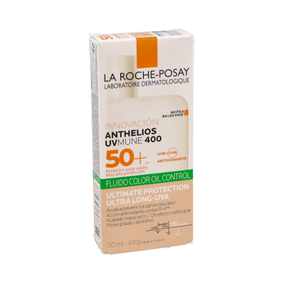 Comprar LA ROCHE-POSAY ANTHELIOS UVMUNE 400 OIL CONTROL FLUIDO SPF50+ CON COLOR 50 ML al mejor precio en NuestraFarma, tu farmacia online
