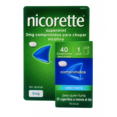 Comprar NICORETTE SUPERMINT EFG 2 MG 40 COMPRIMIDOS PARA CHUPAR al mejor precio en NuestraFarma, tu farmacia online