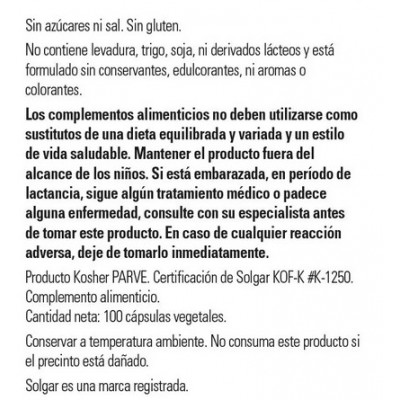Comprar SOLGAR VITAMINA C 500MG 100 CAPSULAS VEGETALES al mejor precio en NuestraFarma, tu farmacia online