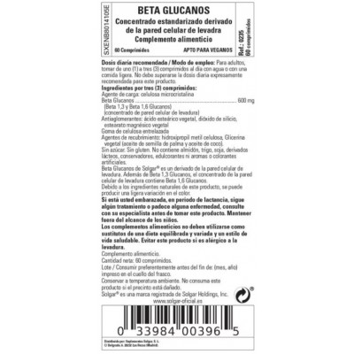 Comprar SOLGAR BETA GLUCANOS 60 COMPRIMIDOS al mejor precio en NuestraFarma, tu farmacia online