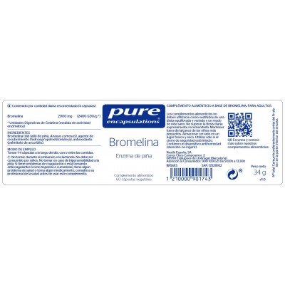Comprar PURE ENCAPSULATIONS BROMELINA 60 CAPSULAS VEGETALES al mejor precio en NuestraFarma, tu farmacia online