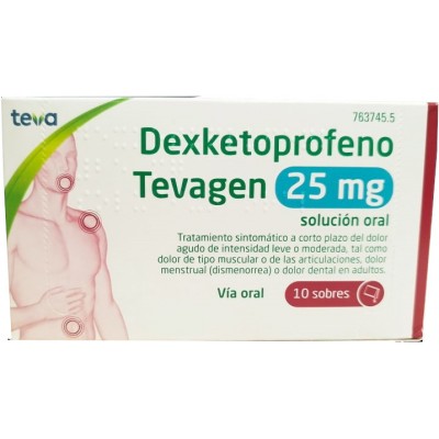 Comprar DEXKETOPROFENO TEVAGEN 25 MG 10 SOBRES SOLUCION ORAL al mejor precio en NuestraFarma, tu farmacia online