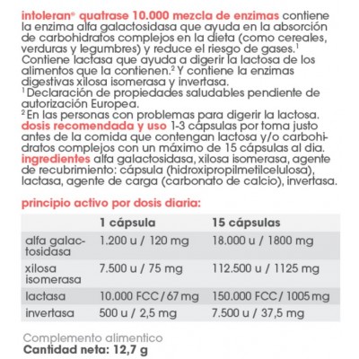 Comprar INTOLERAN QUATRASE 10.000 36 CAPSULAS al mejor precio en NuestraFarma, tu farmacia online