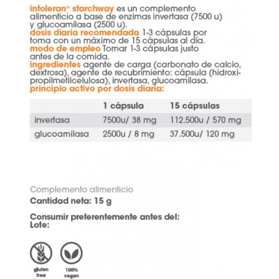 Comprar INTOLERAN STARCHWAY 50 CAPSULAS al mejor precio en NuestraFarma, tu farmacia online